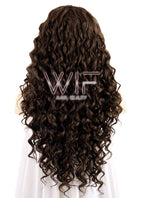 26" Spiral Curly Mixed Dark Brown Lace Front Synthetic Wig LF169