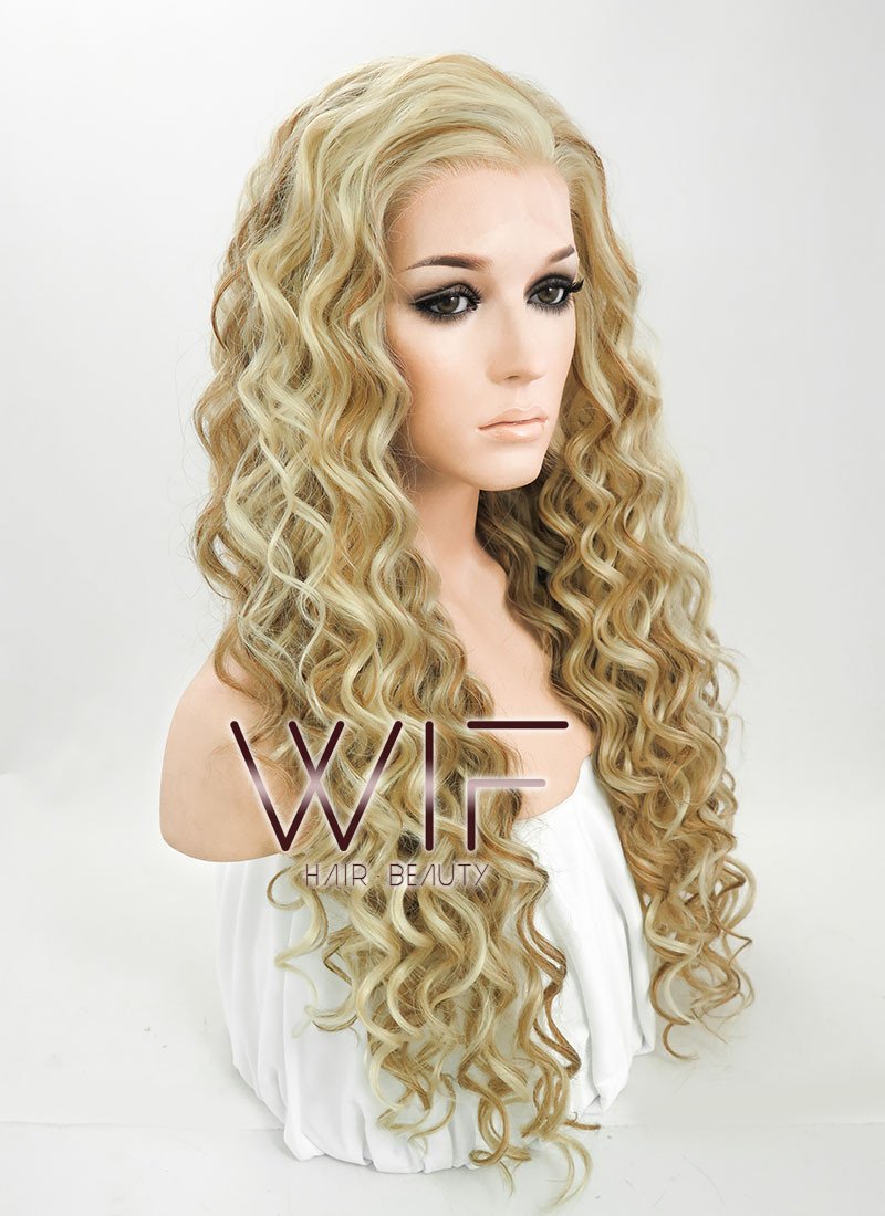Beyoncé Knowles Inspired 26" Long Spiral Golden Blonde Mixed Brown Lace Front Wig LF179
