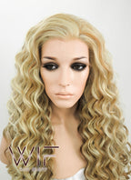 26" Spiral Curly Golden Blonde Mixed Brown Lace Front Synthetic Wig LF179