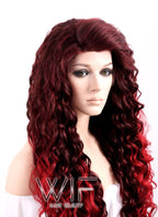 Long Curly 26" Medium & Dark Red Mix Ombre Lace Front Synthetic Fashion Wig