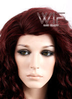 Long Curly 26" Medium & Dark Red Mix Ombre Lace Front Synthetic Fashion Wig