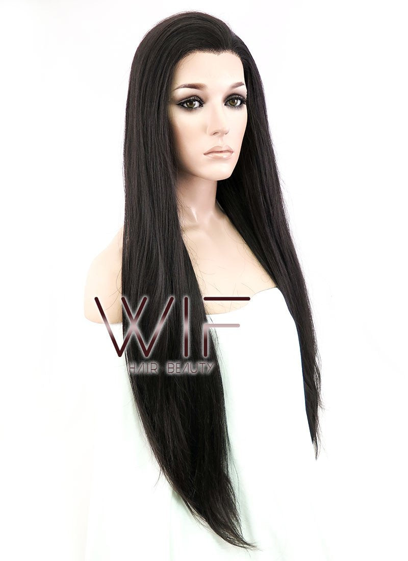30" Straight Natural Black Lace Front Synthetic Wig LF191