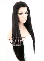 30" Straight Natural Black Lace Front Synthetic Wig LF191