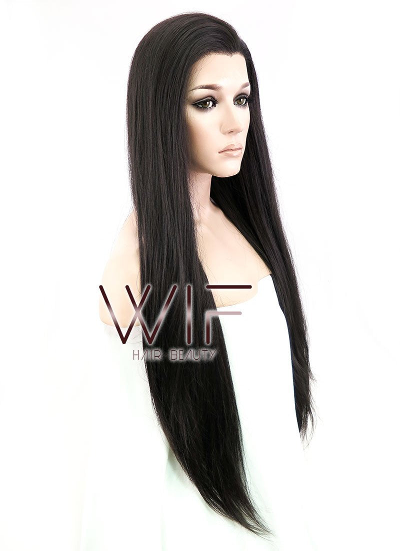 30" Straight Natural Black Lace Front Synthetic Wig LF191
