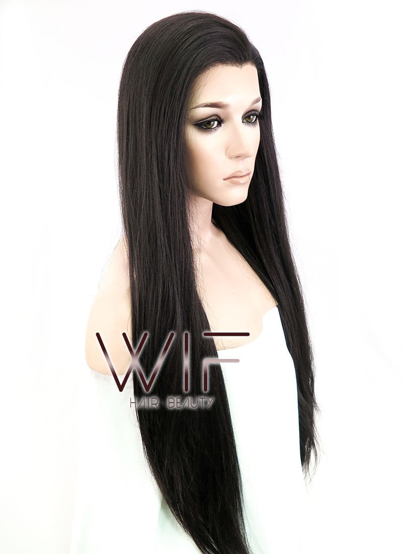 30" Straight Natural Black Lace Front Synthetic Wig LF191