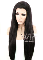 30" Straight Natural Black Lace Front Synthetic Wig LF191
