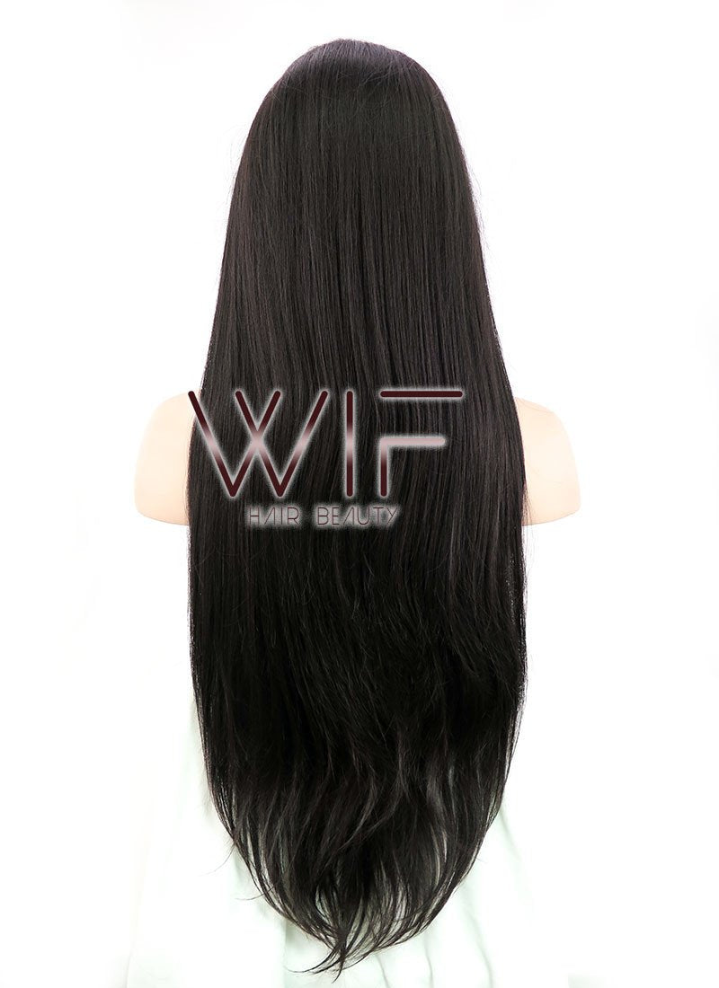 30" Straight Natural Black Lace Front Synthetic Wig LF191
