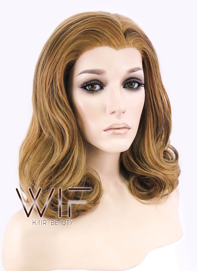 16" Wavy Golden Brown Lace Front Synthetic Wig LF193