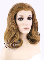 16" Wavy Golden Brown Lace Front Synthetic Wig LF193