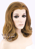16" Wavy Golden Brown Lace Front Synthetic Wig LF193