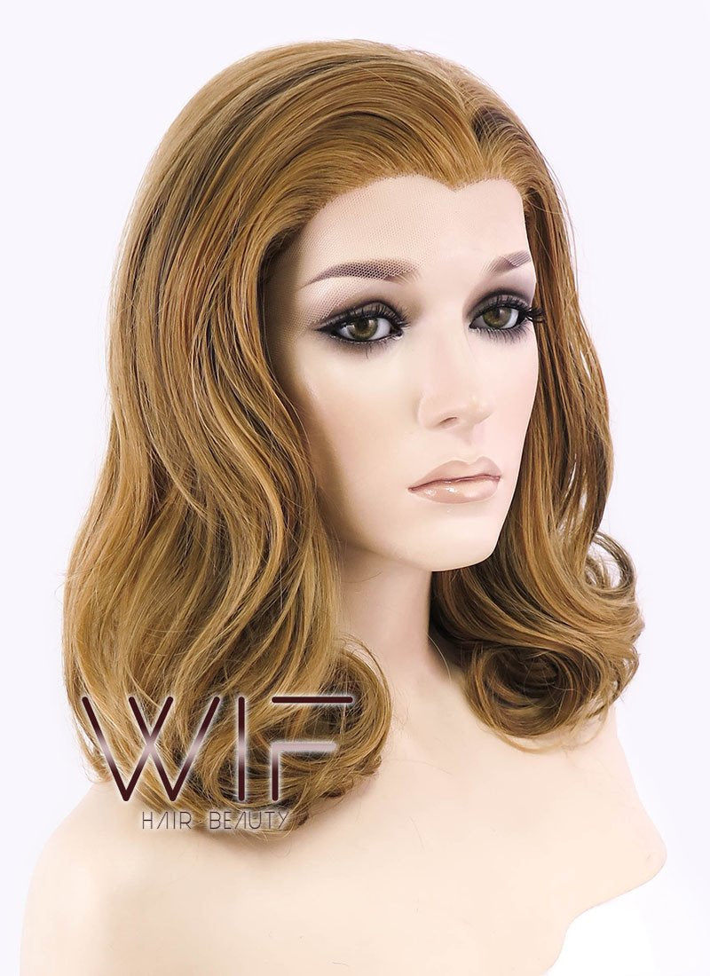 16" Wavy Golden Brown Lace Front Synthetic Wig LF193