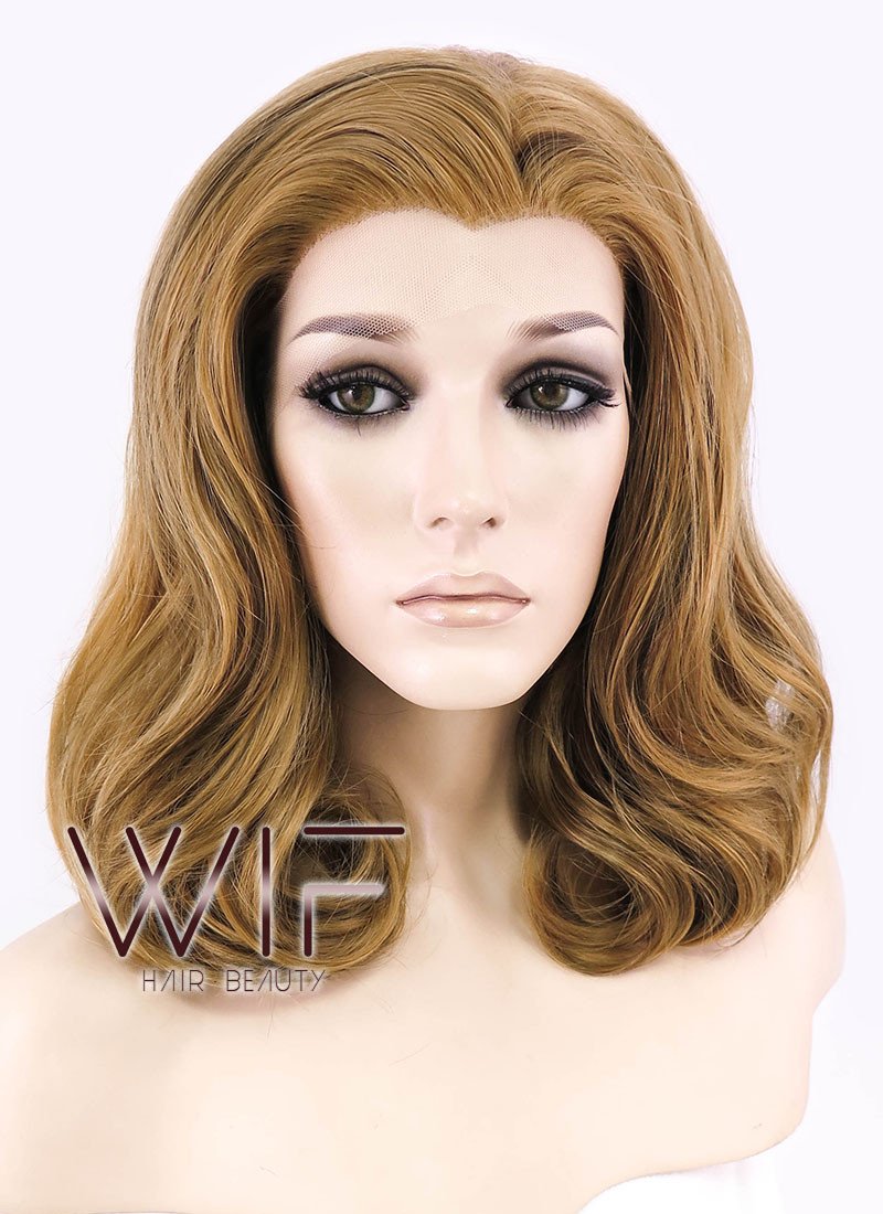 16" Wavy Golden Brown Lace Front Synthetic Wig LF193