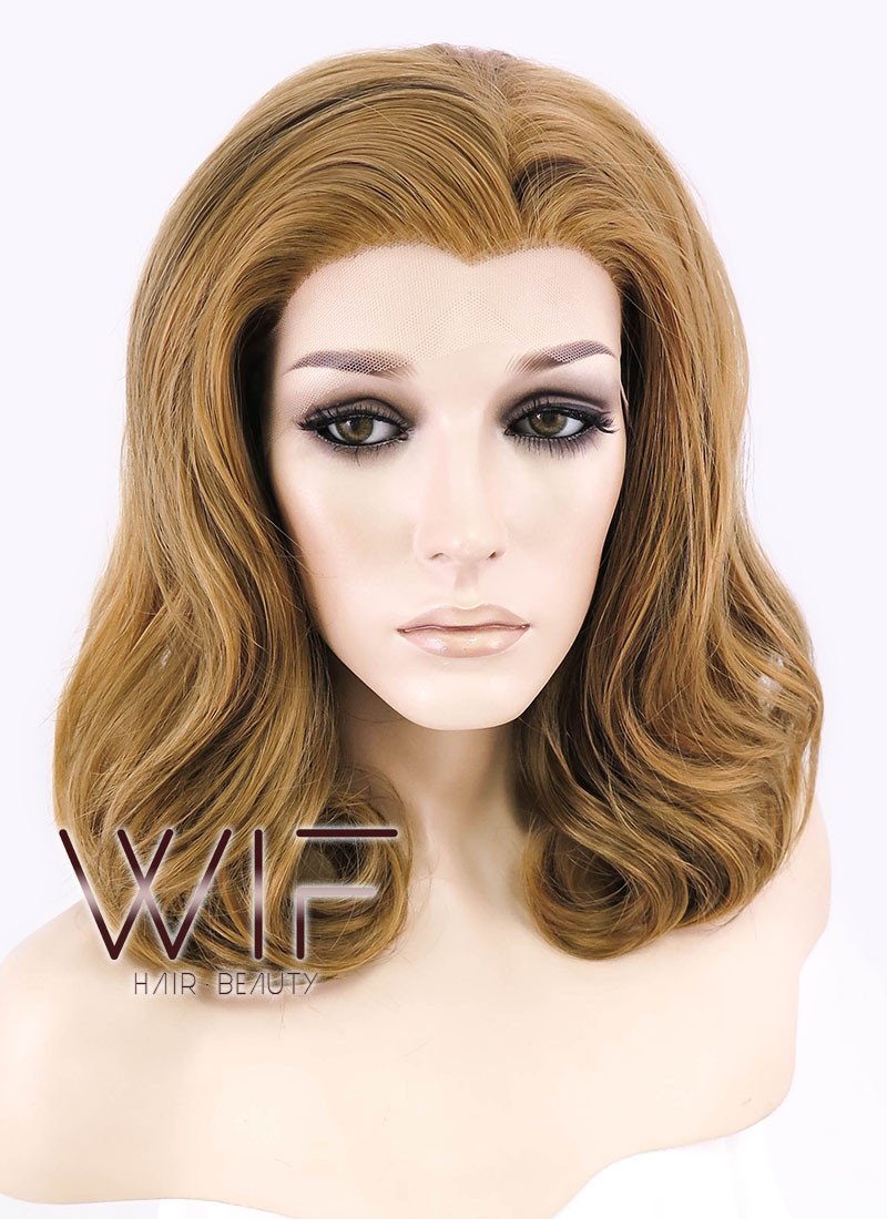 16" Wavy Golden Brown Lace Front Synthetic Wig LF193