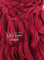 28" Long Curly Red Braided Lace Front Synthetic Hair Wig LF2000