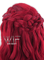 28" Long Curly Red Braided Lace Front Synthetic Hair Wig LF2000