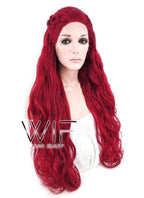 28" Long Curly Red Braided Lace Front Synthetic Hair Wig LF2000