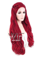 28" Long Curly Red Braided Lace Front Synthetic Hair Wig LF2000