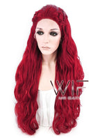 28" Long Curly Red Braided Lace Front Synthetic Hair Wig LF2000