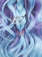 30" Long Curly Megenta Purple Blue Mixed Braided Lace Front Synthetic Hair Wig LF2001