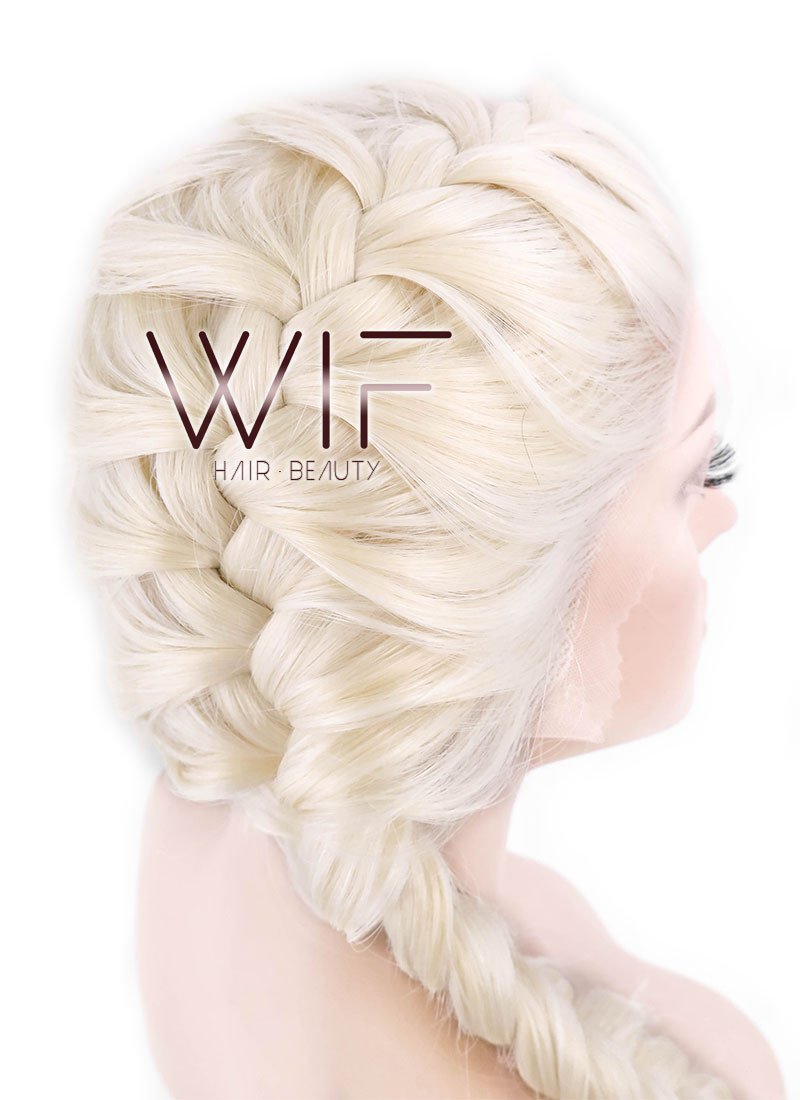 24" Long Light Blonde Braided Lace Front Synthetic Hair Wig LF2002