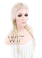 24" Long Light Blonde Braided Lace Front Synthetic Hair Wig LF2002