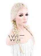24" Long Light Blonde Braided Lace Front Synthetic Hair Wig LF2002