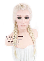 24" Long Light Blonde Braided Lace Front Synthetic Hair Wig LF2002