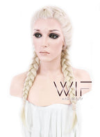 24" Long Light Blonde Braided Lace Front Synthetic Hair Wig LF2002