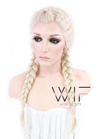 24" Long Light Blonde Braided Lace Front Synthetic Hair Wig LF2002