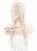 24" Long Light Blonde Braided Lace Front Synthetic Hair Wig LF2002