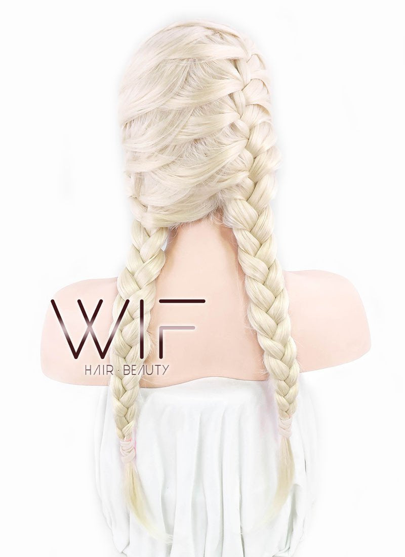 24" Long Light Blonde Braided Lace Front Synthetic Hair Wig LF2002