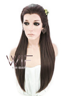 24" Long Brown Braided Lace Front Synthetic Hair Wig LF2003