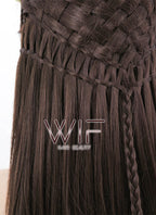 24" Long Brown Braided Lace Front Synthetic Hair Wig LF2003