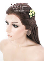 24" Long Brown Braided Lace Front Synthetic Hair Wig LF2003