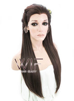 24" Long Brown Braided Lace Front Synthetic Hair Wig LF2003