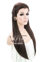 24" Long Brown Braided Lace Front Synthetic Hair Wig LF2003