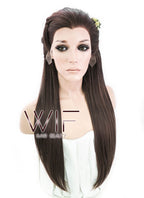 24" Long Brown Braided Lace Front Synthetic Hair Wig LF2003