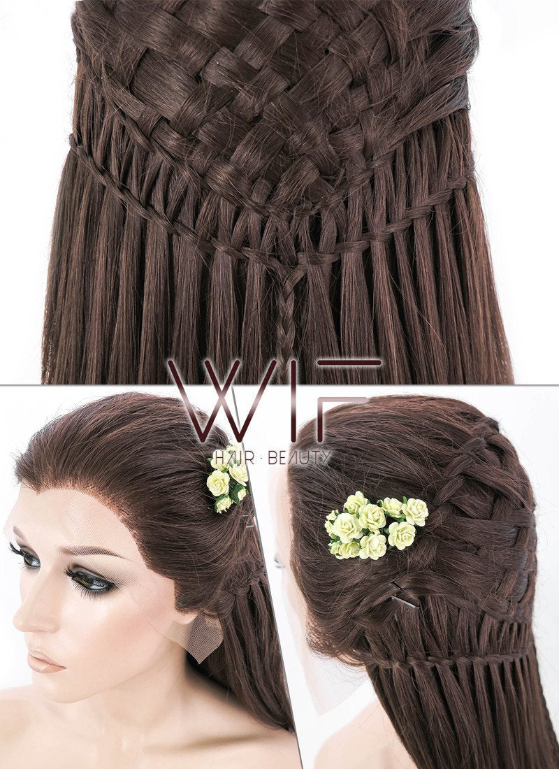 24" Brown Braided Lace Front Synthetic Wig LF2003