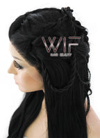 28" Long Black Braided Lace Front Synthetic Hair Wig LF2005