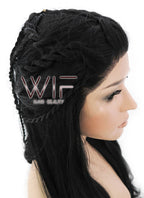 28" Long Black Braided Lace Front Synthetic Hair Wig LF2005