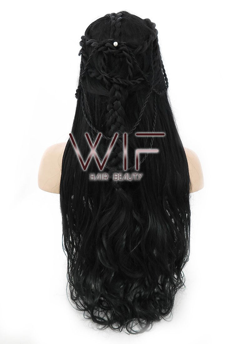 28" Black Braided Lace Front Synthetic Wig LF2005