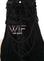 28" Long Black Braided Lace Front Synthetic Hair Wig LF2005