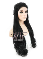 28" Long Black Braided Lace Front Synthetic Hair Wig LF2005
