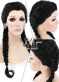 24" Black French Braid Lace Front Synthetic Wig LF2006