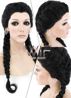 24" Black French Braid Lace Front Synthetic Wig LF2006