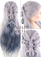 24" Two Tone Grey Braided Lace Front Synthetic Wig LF2008