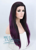 24" Straight Dark Brown Mixed Purple Lace Front Synthetic Wig LF200