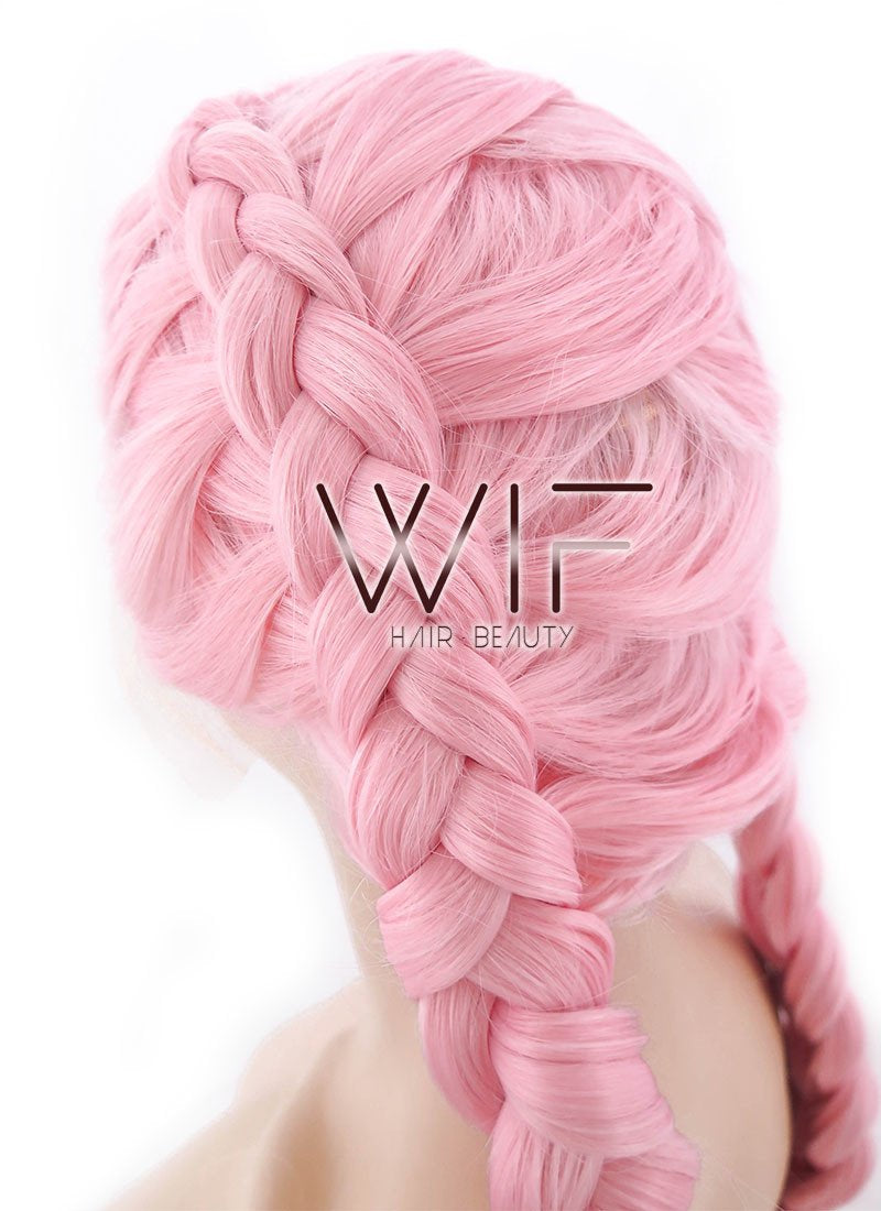 24" Pink Dutch Braid Lace Front Synthetic Wig LF2010