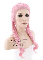 24" Pink Dutch Braid Lace Front Synthetic Wig LF2010