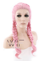 24" Pink Dutch Braid Lace Front Synthetic Wig LF2010